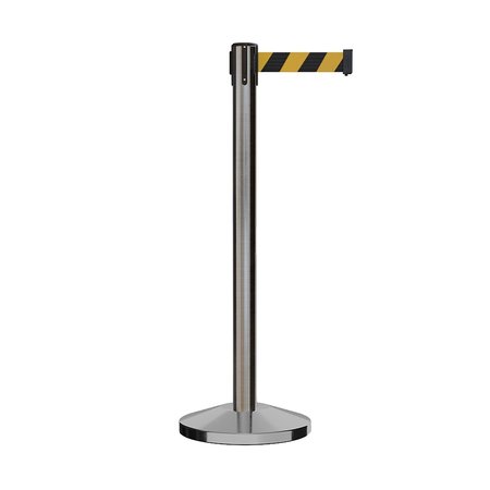 MONTOUR LINE Stanchion Belt Barrier Sat.Steel Post 13ft. Blk/Ye Belt M630-SS-BYD-130